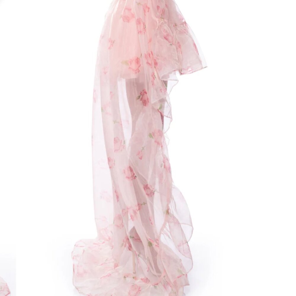 Stasia Lost In A Dream Pink Rose Floral Tulle High Low Skirt XL - Picture 9 of 10